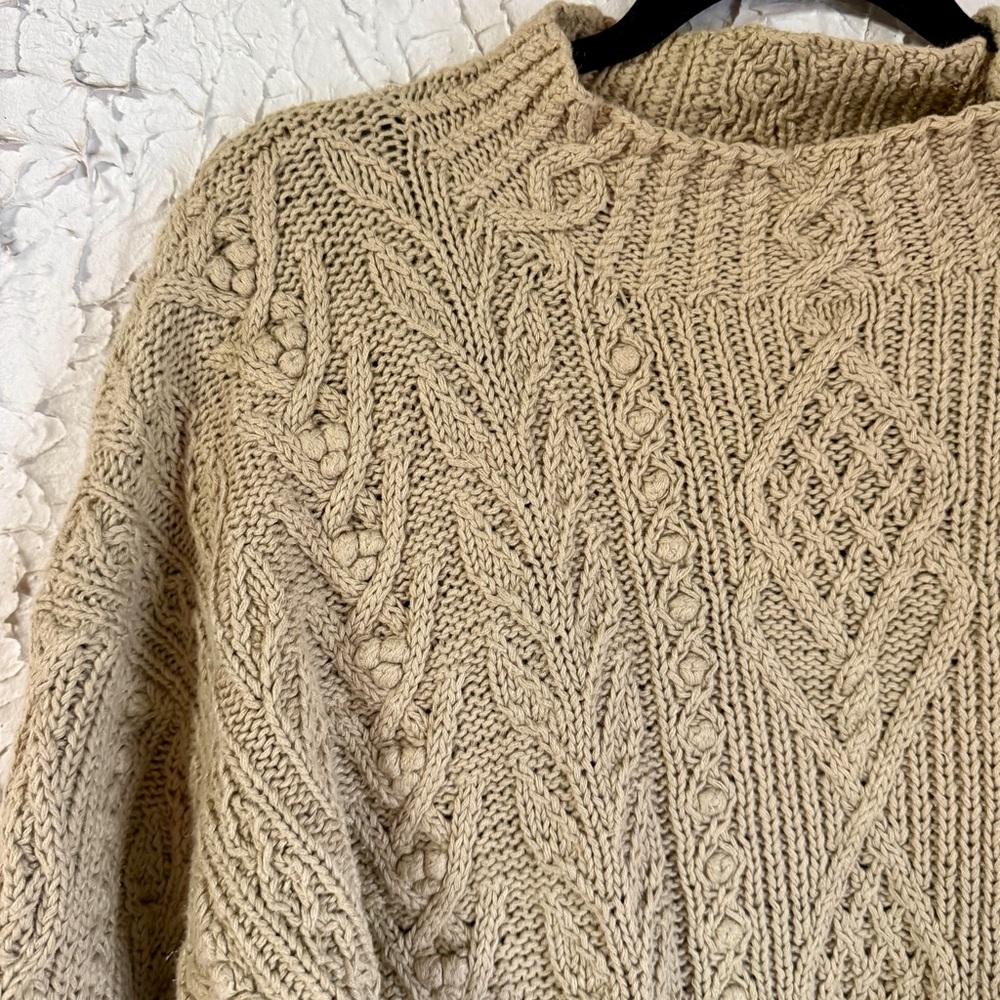 Vintage Express Cable Knit Crewneck Sweater - Beige - Picture 2 of 8